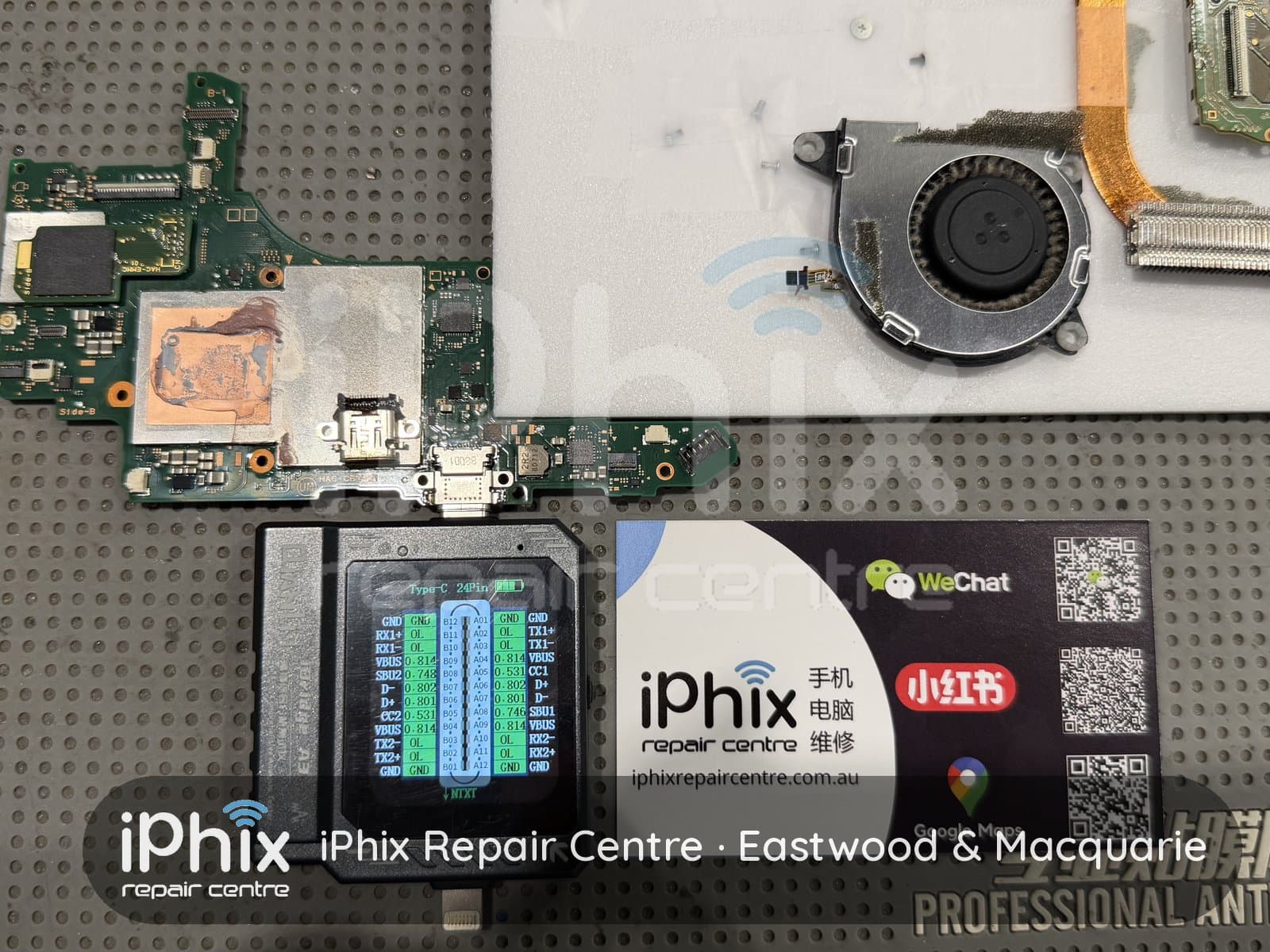Nintendo Switch OLED motherboard repair at iPhix Repair Centre — Eastwood & Macquarie Centre, Sydney